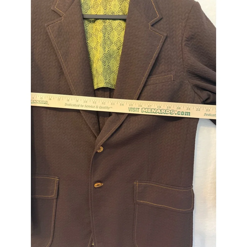 Vintage Michaels-Stern Mens Brown Textured Blazer Sport Coat Patch Pockets 44R
